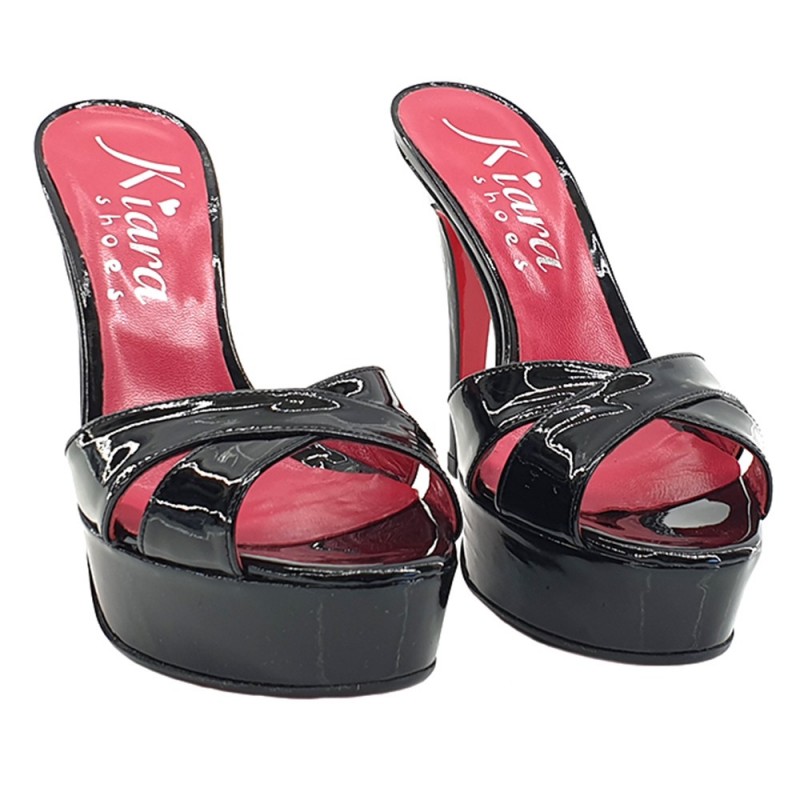 BLACK PATENT LEATHER SANDALS SIZE UP TO 42