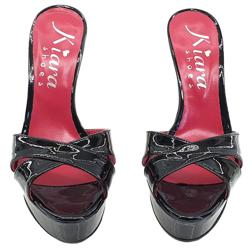BLACK PATENT LEATHER SANDALS SIZE UP TO 42