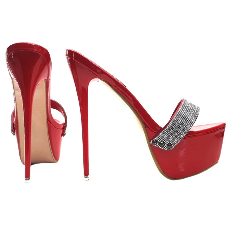 ZOCCOLI ROSSI CON STRASS TACCO 17 NUM. FINO AL 44