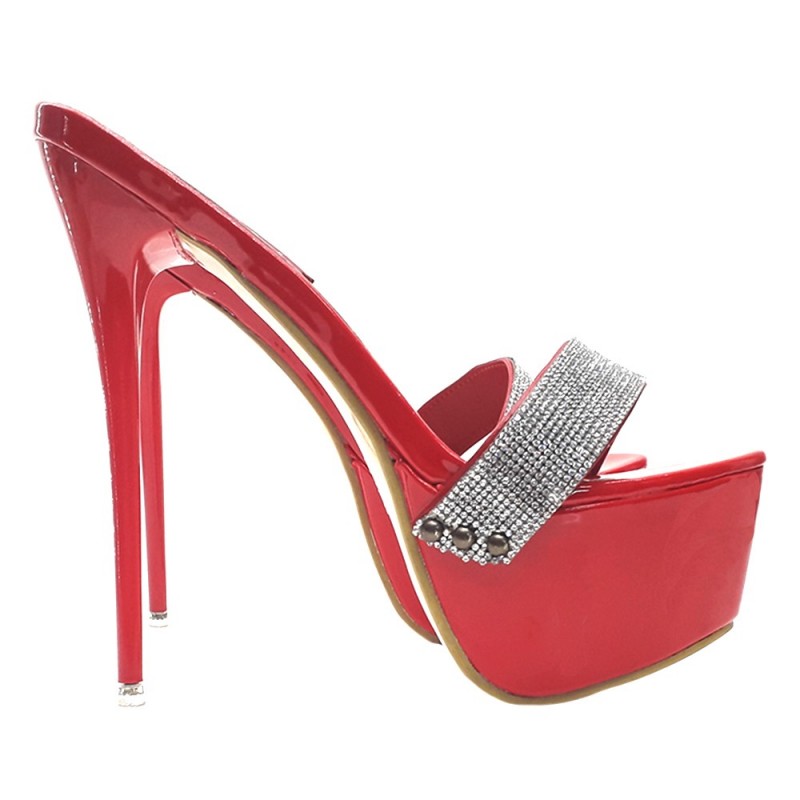 ZOCCOLI ROSSI CON STRASS TACCO 17 NUM. FINO AL 44