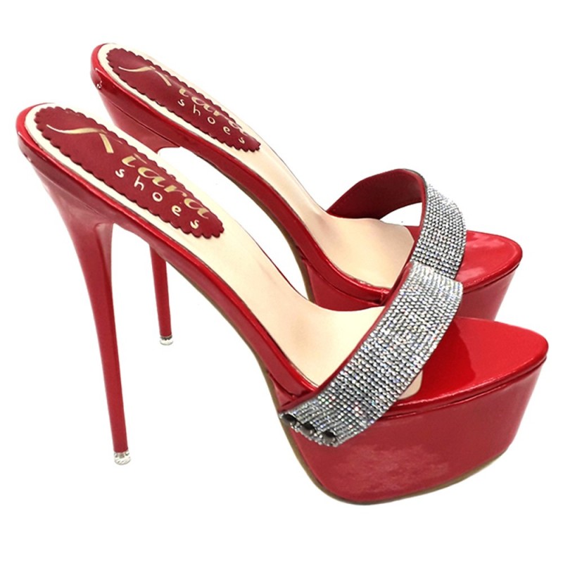 ZOCCOLI ROSSI CON STRASS TACCO 17 NUM. FINO AL 44