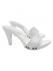 SABOTS AVEC BANDE EN CUIR BLANC