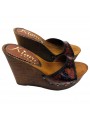 WEDGE CLOGS IN HAZEL PYTHON LEATHER
