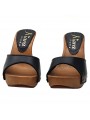 BLACK LEATHER CLOGS WITH HEEL 11