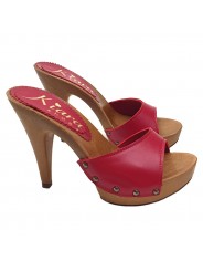 ZUECOS DE CUIR ROJO CON TALÓN 11