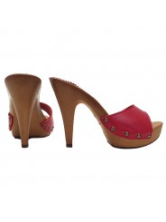 ZUECOS DE CUIR ROJO CON TALÓN 11