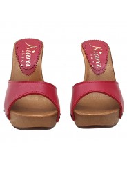 ZUECOS DE CUIR ROJO CON TALÓN 11