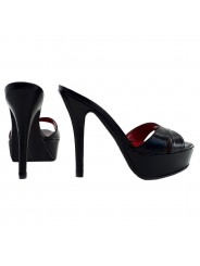 BLACK LEATHER SANDALS WITH RED SOLE