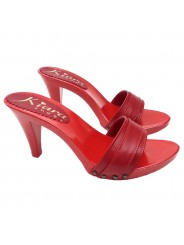 SABOTS ROUGE AVEC BANDE EN CUIR TALON 9