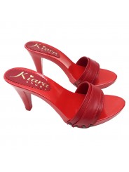 TOTAL RED LEATHER HEEL CLOGS 9