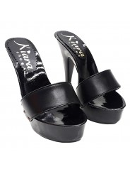 WOMEN'S BLACK LEATHER HEEL CLOG