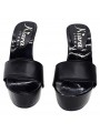 WOMEN'S BLACK LEATHER HEEL CLOG