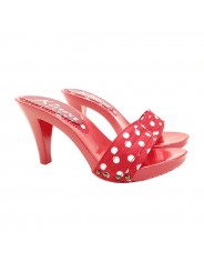 RED POLKA DOT CLOGS HEEL 9