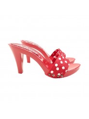 RED POLKA DOT CLOGS HEEL 9