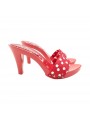 RED POLKA DOT CLOGS HEEL 9