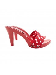 RED POLKA DOT CLOGS HEEL 9