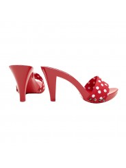RED POLKA DOT CLOGS HEEL 9