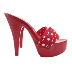 ROTE HOLZSCHUHE MIT TUPFEN ABSATZ 13