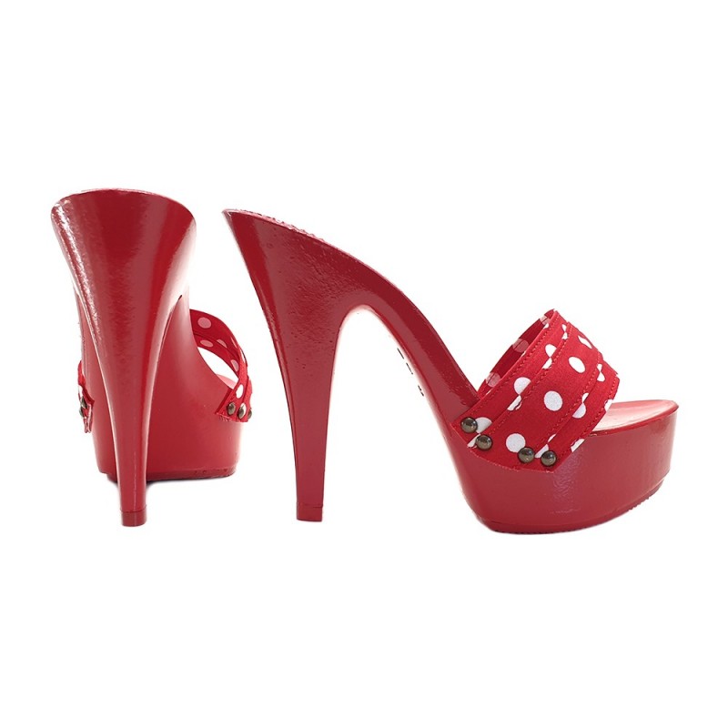 RED POLKA DOT CLOGS HEEL 13 RED POLKA DOT CLOGS HEEL 13