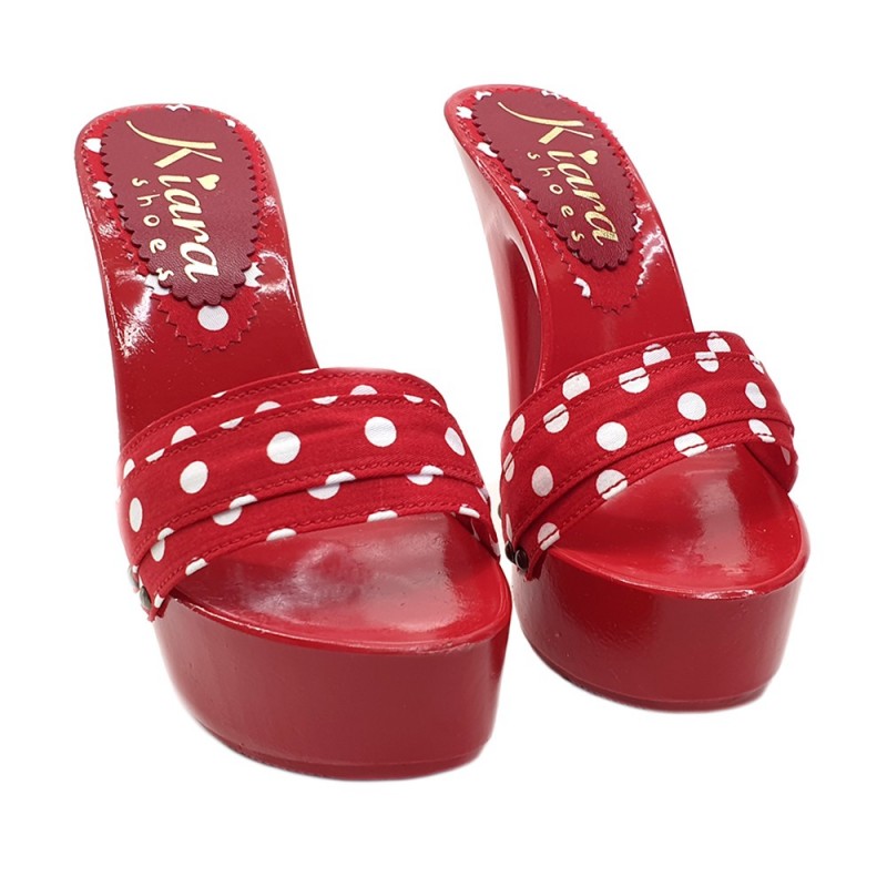 RED POLKA DOT CLOGS HEEL 13 RED POLKA DOT CLOGS HEEL 13