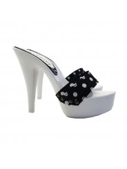 BLACK POLKA DOT CLOGS HEEL 13