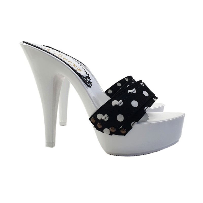 BLACK POLKA DOT CLOGS HEEL 13 BLACK POLKA DOT CLOGS HEEL 13