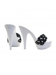 BLACK POLKA DOT CLOGS HEEL 13
