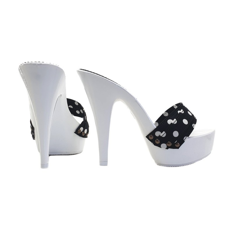 BLACK POLKA DOT CLOGS HEEL 13 BLACK POLKA DOT CLOGS HEEL 13