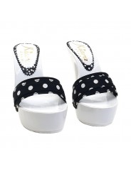 BLACK POLKA DOT CLOGS HEEL 13