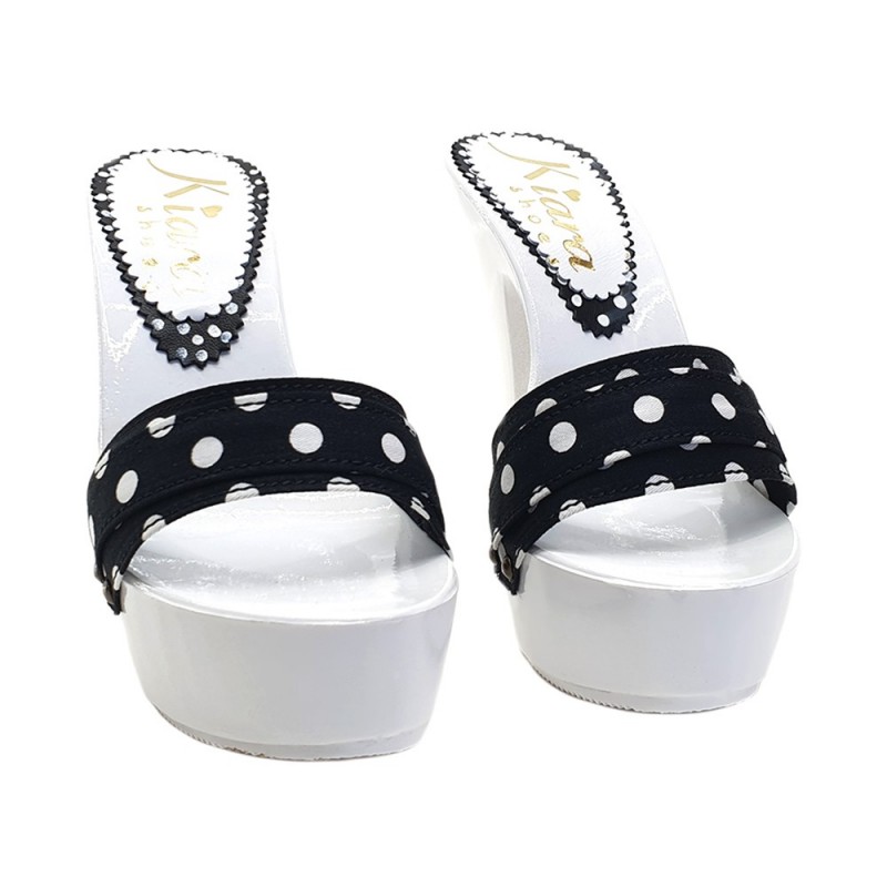 BLACK POLKA DOT CLOGS HEEL 13 BLACK POLKA DOT CLOGS HEEL 13