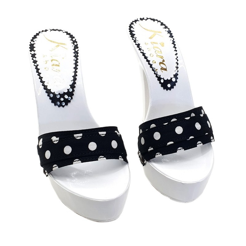BLACK POLKA DOT CLOGS HEEL 13 BLACK POLKA DOT CLOGS HEEL 13