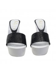 SCHWARZE HOLZSCHUHE AUS LEDER NAPLAK ABSATZ 13