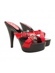 ZUECOS CON BANDAS DE CUERO ROJO