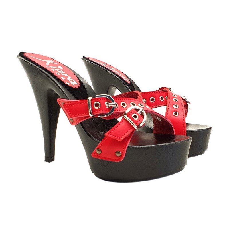 CLOGS ROT AUS LEDER ABSATZ 13 CLOGS ROT AUS LEDER ABSATZ 13