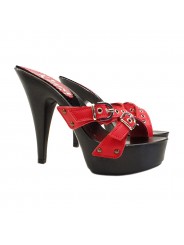 ZUECOS CON BANDAS DE CUERO ROJO