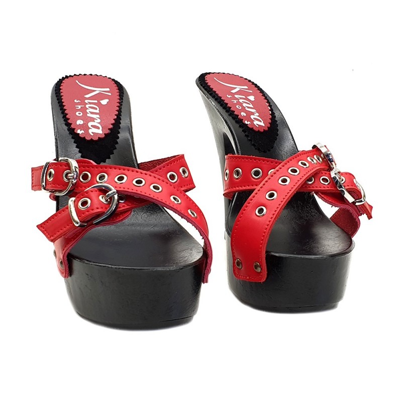 CLOGS ROT AUS LEDER ABSATZ 13 CLOGS ROT AUS LEDER ABSATZ 13