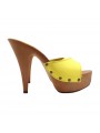 YELLOW LEATHER CLOGS HEEL 13