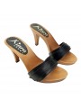BLACK CLOGS IN LEATHER HEEL 9