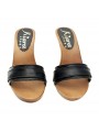 BLACK CLOGS IN LEATHER HEEL 9