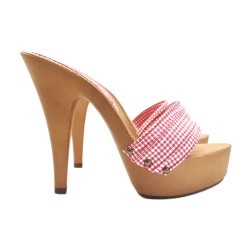 RED PIN-UP STYLE CLOGS HEEL 13