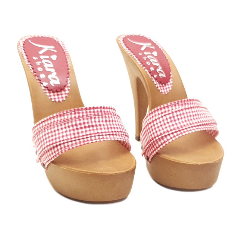 RED PIN-UP STYLE CLOGS HEEL 13