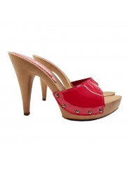 RED PATENT LEATHER CLOGS WITH HEEL 11