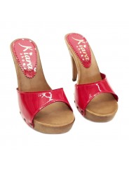 RED PATENT LEATHER CLOGS WITH HEEL 11