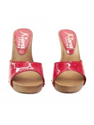 RED PATENT LEATHER CLOGS WITH HEEL 11