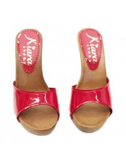 RED PATENT LEATHER CLOGS WITH HEEL 11