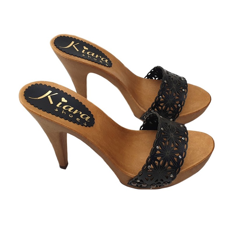 ZUECOS NEGROS DE CUERO TACON 11 COMODO