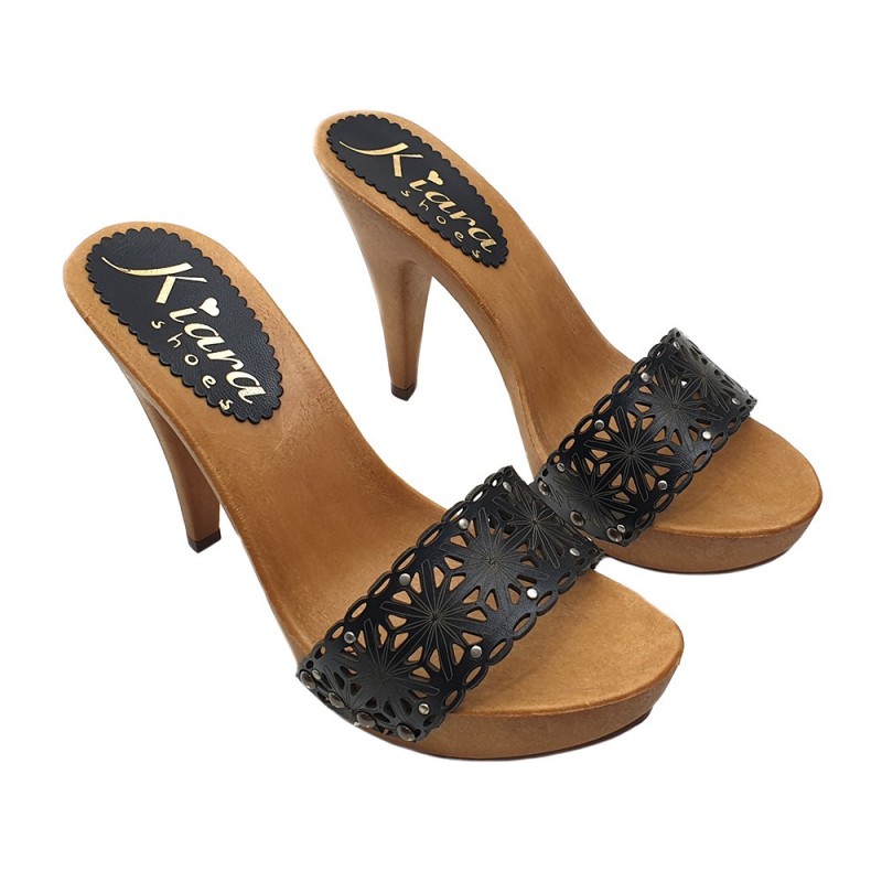 ZUECOS NEGROS DE CUERO TACON 11 COMODO