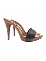 ZUECOS DE CUERO NEGRO TACON 12