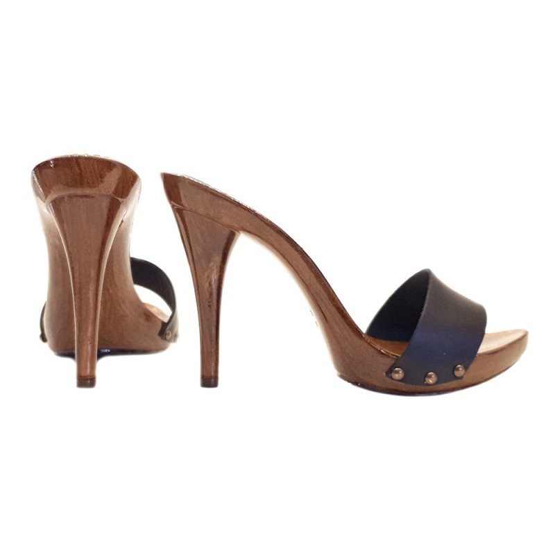 ZUECOS DE CUERO NEGRO TACON 12