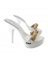 HOLZSCHUHE WEISS MIT METALLIC TIPS
